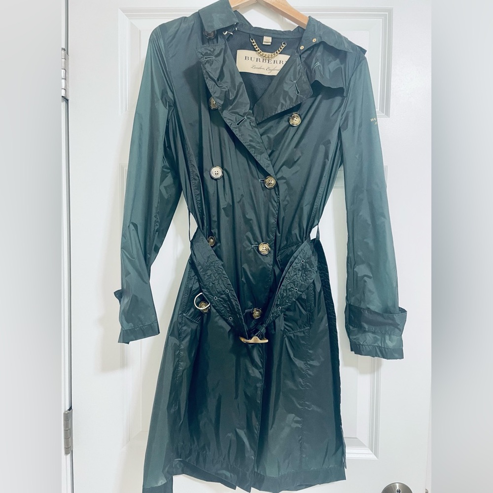 Forest green Burberry rain jacket